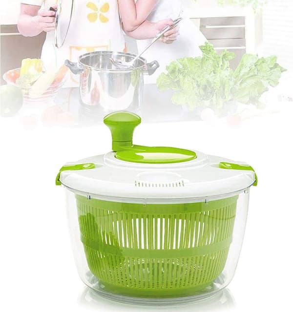 5L Quick and Easy Salad Spinner with Secure Lid and Rotating Handle, Easy to Dry and Clean