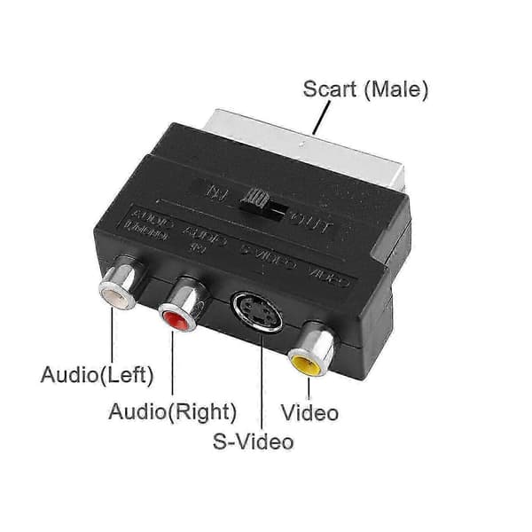 1080p-kompatibel S-Video han til 3 RCA AV-lydkabel med SCART til 3 RCA Phono-adapter (haoyi)