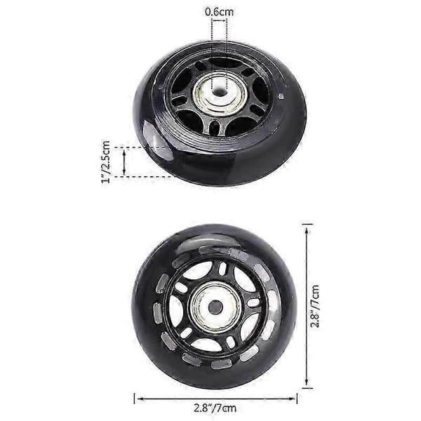 4-pak Inline Skate Hjul Indendørs/Udendørs Erstatningshjul med Lejer 70mm, Sort