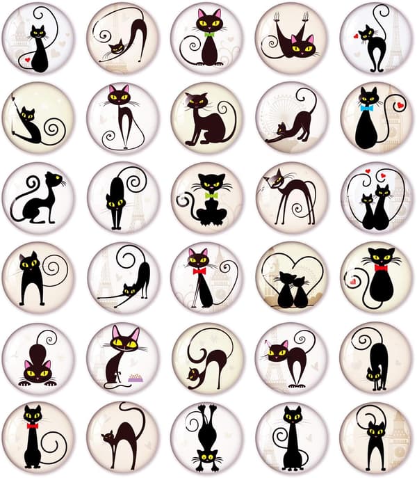 Emoji Magnet 3D Refrigerator Magnet Decorative Whiteboard Cabinet (30 Black Cat Magnets)