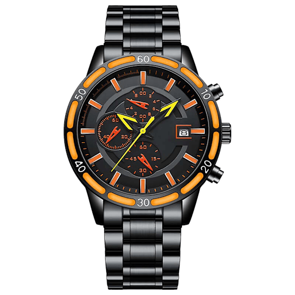Herrar Multi Time Chronograph Digital Analog Rostfritt Stål Sport Armbandsur