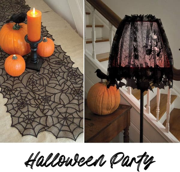Sett med 5 Halloween Edderkoppdekorasjoner - Halloween Peisdekor