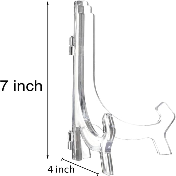 7\" Acrylic Easel Display Holder for Plate, Picture Holder, Photo Frame, Book (Clear) - 6 Pack