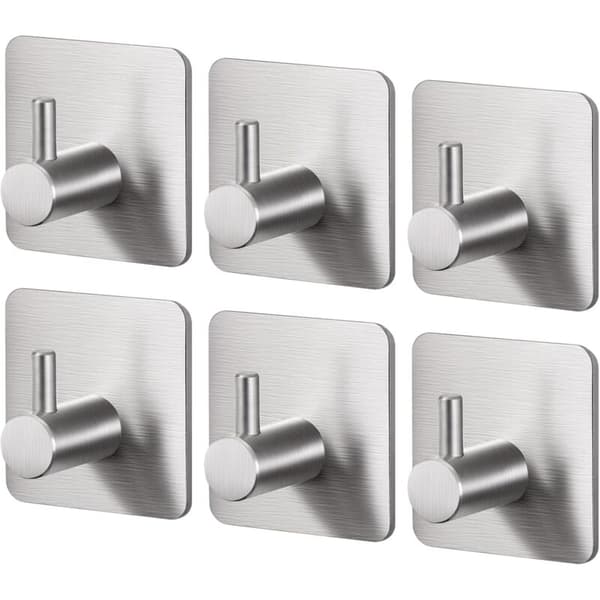 Self-Adhesive Wall Towel Hook SUS304 Stainless Steel Coat Rack 6 Brush Hooks