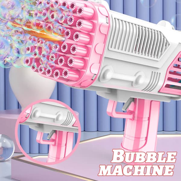 Electric Bubble Makers Bubble Blowing Products Cartoon Rocket Launcher Shape Pink Pink