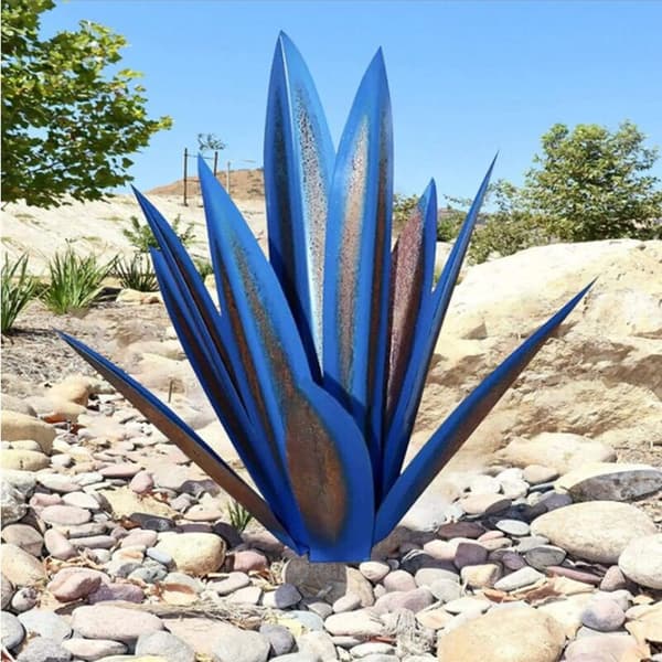 Trädgårdsdekoration prydnadsagave järnkonst kreativ prydnad 35cm (blå)