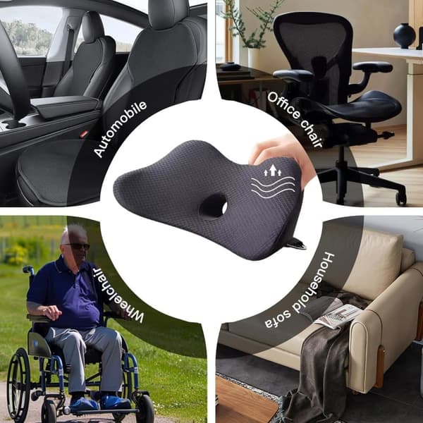 Car Lumbar Support Cushion - 2-in-1 Memory Foam Ergonomic Back Cushion Seat Pad for Car and Office