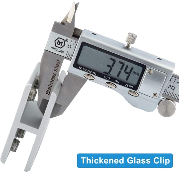 4 stk. dobbeltsidede justerbare glasklemmer i aluminiumslegering til 10-12 mm tykke glashylder