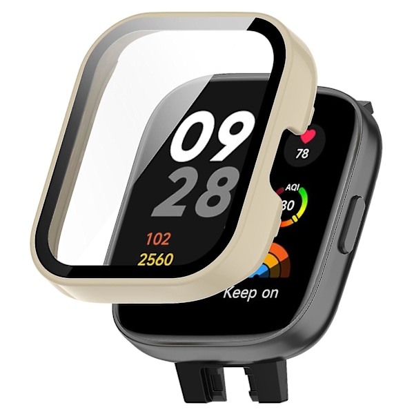 Xiaomi Redmi Watch 3 PC -suojakotelo karkaistulla lasilla näytönsuoja Älykello Anti-fall C Ivory White
