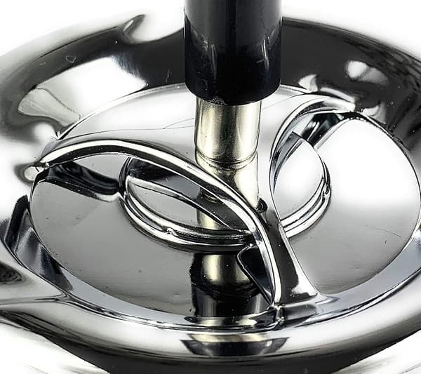 Extra Stor Askkopp i Krom med Snurrfunktion | Premium Vindtät Askkopp för Utomhusbruk | Djup Bas | Lätt att Tömma (1 st, Silver)