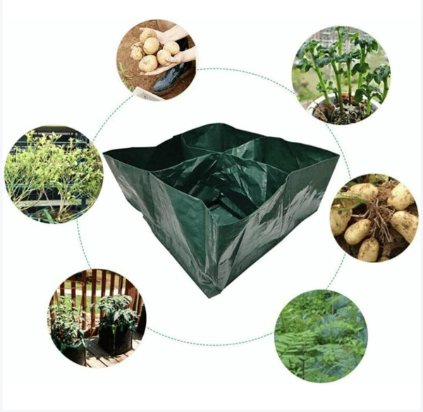 Plantepose 60 cm x 60 cm med 4 firkantede delte nettingrom