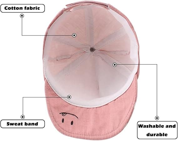Bomuldsbabyhat (rosa, hattens omkreds ca. 46 - 48 cm) 12 til