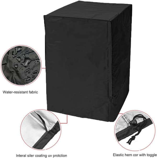 Garden Chair Cover - Stackable, 210D Oxford, Waterproof - with Armrests - Black - 68*68*72 cm