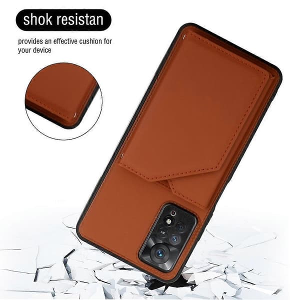För Xiaomi Redmi Note 11 Pro Global Skinnkänsla PU + TPU + PC Telefonfodral [DB] Brun Brown