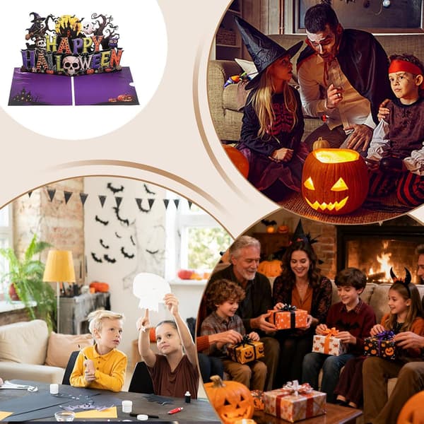 Halloween Pop-Up kort spøgelse græskar hjemsøgt hus kranie skulptur -