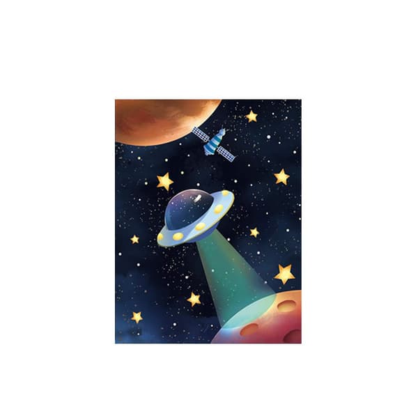 Astronaut Rymd Canvas Målning för 3 Delar, Spelrum Väggdekor, Solsystem Raket Väggposter