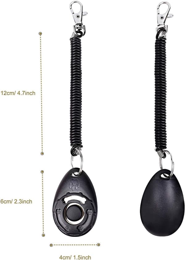 Clicker til hunde [4-pak], clicker med elastisk rem og stor knap