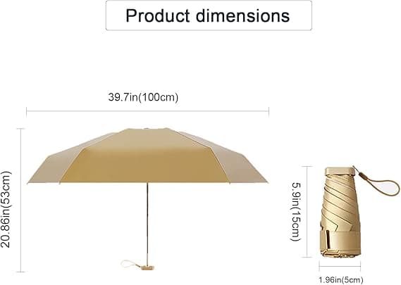 Vikbart Reseparaply (mörkgrön), 19 tum 6-bent mini paraply kompakt bärbart vindtätt paraply, med förvaringsväska mini reseparaply vikbart