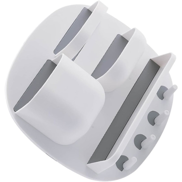 Wall Shelf Bathroom Multifunctional Organizer 3 Compartments Tray Hooks White