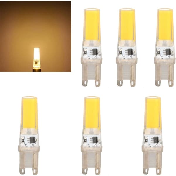 6-pack 220V 5W G9 LED-lampor Dimbar 500LM COB-lampa för hemmet