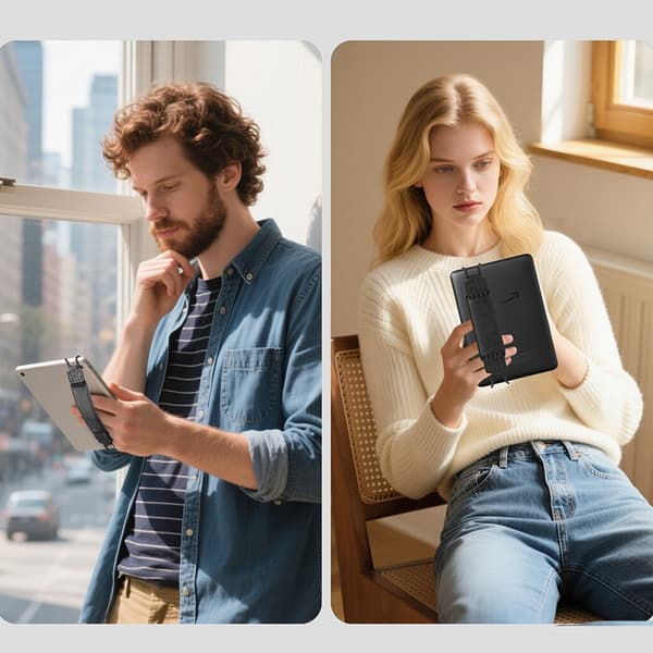 Universal 9-11 tommer e-læser/tablet håndremsholder - Kompatibel med Kindle/iPad/Kobo Sort