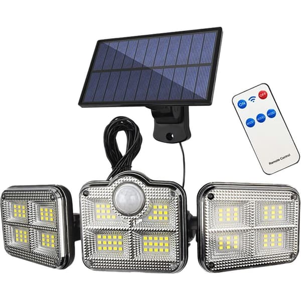Udendørs solcellelamper med bevægelsessensor, 360° drejelige, IP65 vandtætte, 122 LED