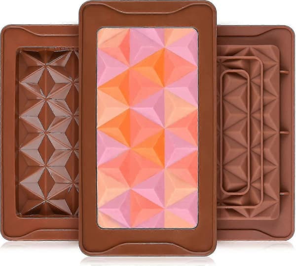3 stk. Bryd-af-chokoladeforme Silikone Dybe Slikforme Silikoneforme, Silikoneforme til Vokssmeltning Store (Pyramidesæt)