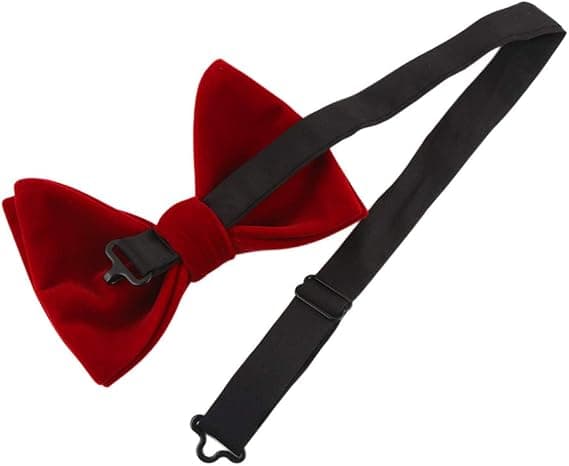 (Red) Men's Velvet Oversized Bow Tie Solid Pre-tied Formal Tuxedo