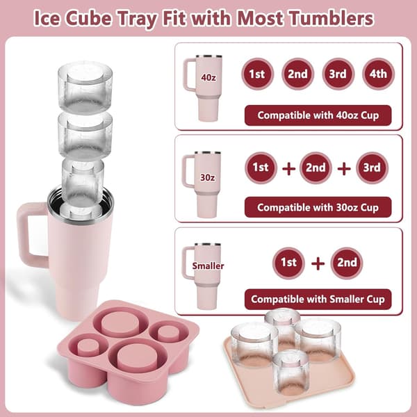 Isterningebakke til Tumbler, 4 stk. Silikone hul cylinder isform