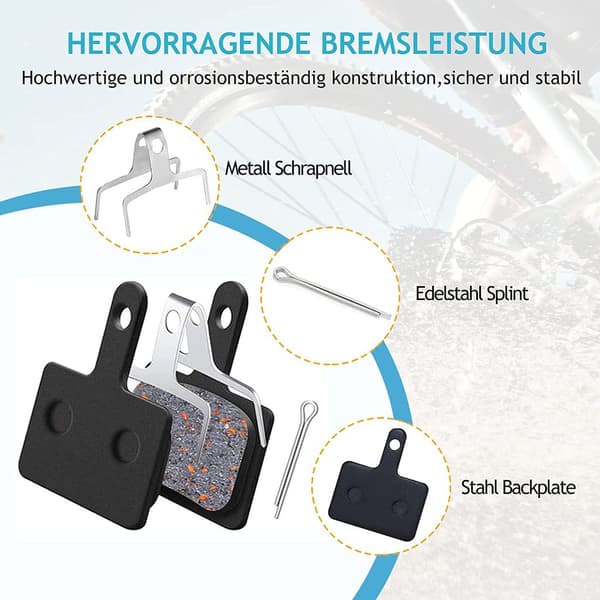 4 par skivebremseklodser til cykel / bremseklodser til cykelbremse sort