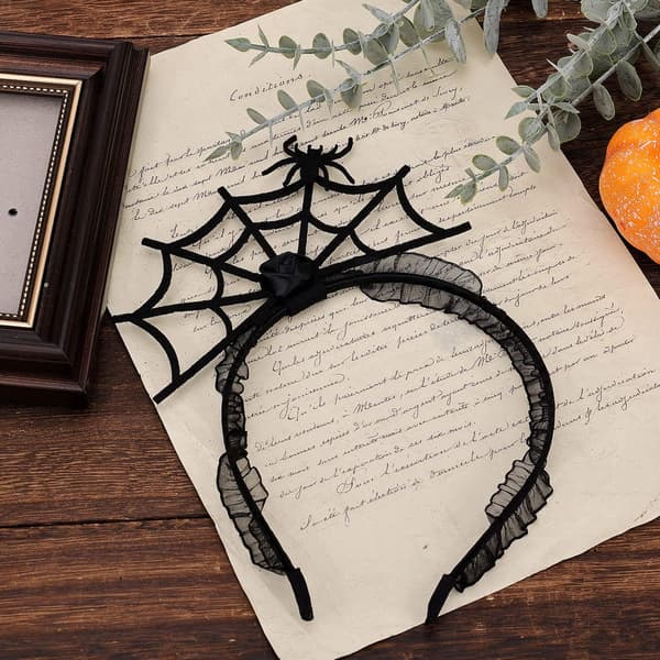 3-pack Halloween-dekor Spöklika pannband, spindelnätspannband spindel