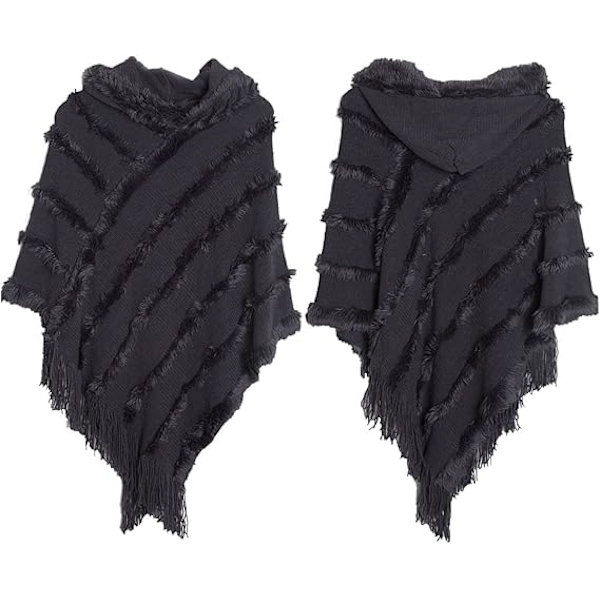 Vinterhalsduk Sjal Overdimensjonert Hette Kappe Dame Elegant Kappe Halsduk Pullover Lang Strikket Varm Genser Kappe (grå)