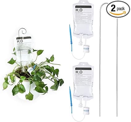 2 Pcs Plant Life Support, Plant Watering System with Metal Stake