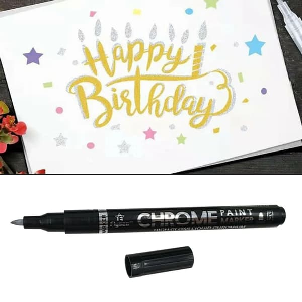 2 stk flydende kromfarvepen 3 mm sølv flydende kromfarvepen håndværkspen farvepen DIY highlighter