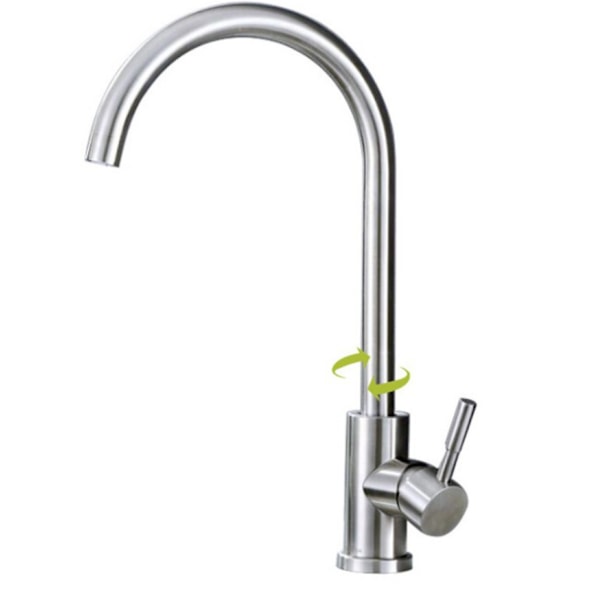Brushed 2-function kitchen mixer with 360° rotating swivel spout in 304 stainless steel