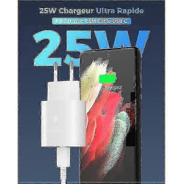 25W Hurtig USB C Oplader til Samsung Galaxy A13 5G A33 A53, A34 A54 A14 A52 A72, S23 S22 S21 Ultra S21
