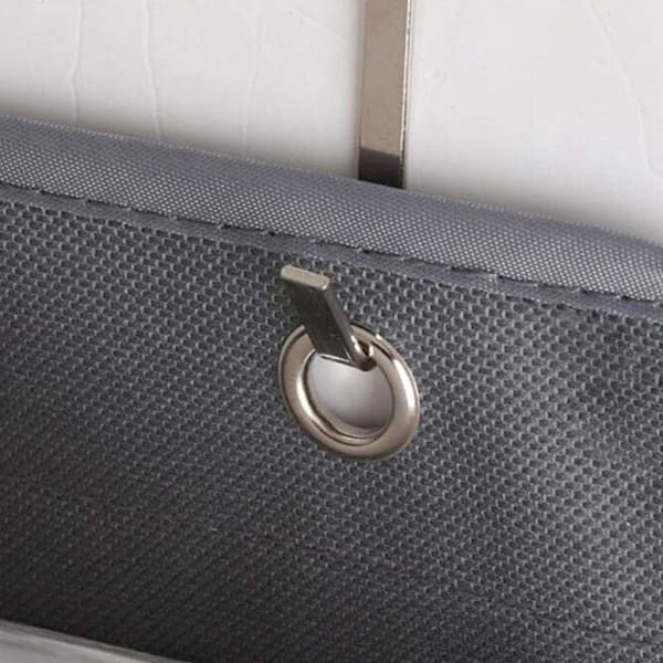 Hanging Organizer Oxford Fabric Door Wardrobe Organizer Foldable Hanging Shelf with 5 Towel Hooks Hanging Storage with 4 Large Compartments, Grey