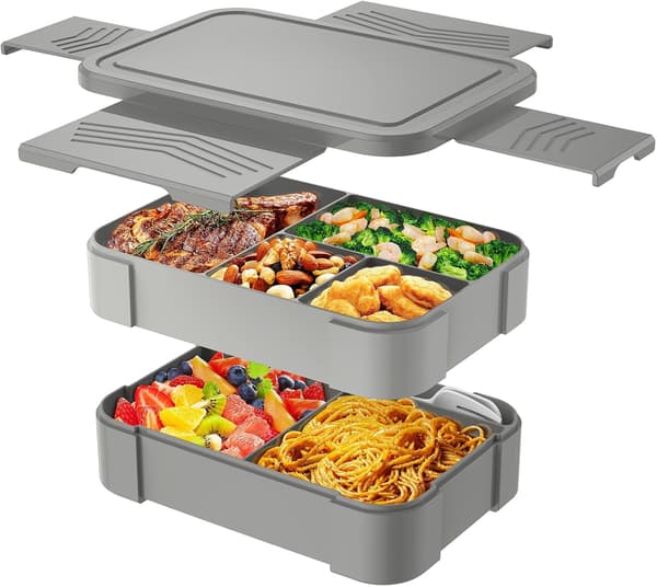 Bento madkasse til børn, stabelbare Bento madbeholdere til voksne, til børn tilbage til skolen, måltider og snacks til på farten