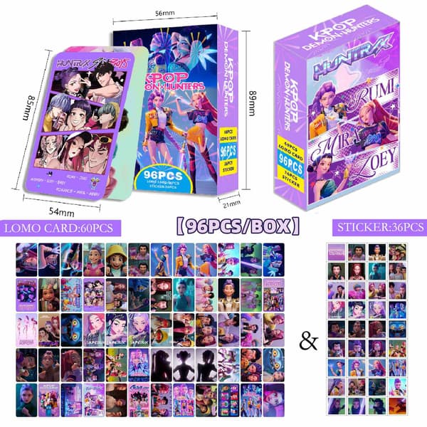 96 K-POP Anime Samlekort og Klistremerker Sett, Demon Hunters Samlekort-FX-