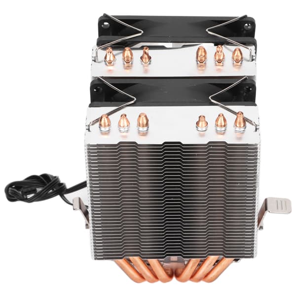 CPU-blæser med dobbelt tårn, 2 90 mm/3,5 tommer blæsere, 6 varmerør, lavt støjniveau, computerkøler til PC