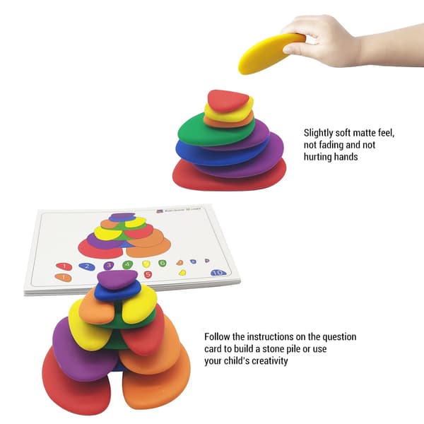 70 st/set Rainbow Stones Early Math Learning Toys Sorting and Stacking Stones Kids Activity Set Sensory Toy