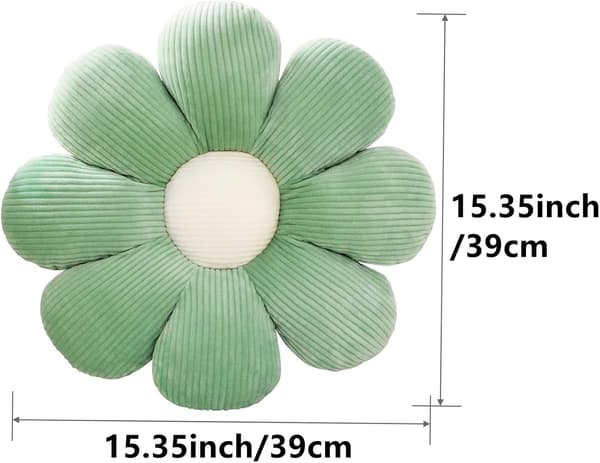 2 stk. blomsterpuder - Grønne og hvide margueritformede pyntepuder