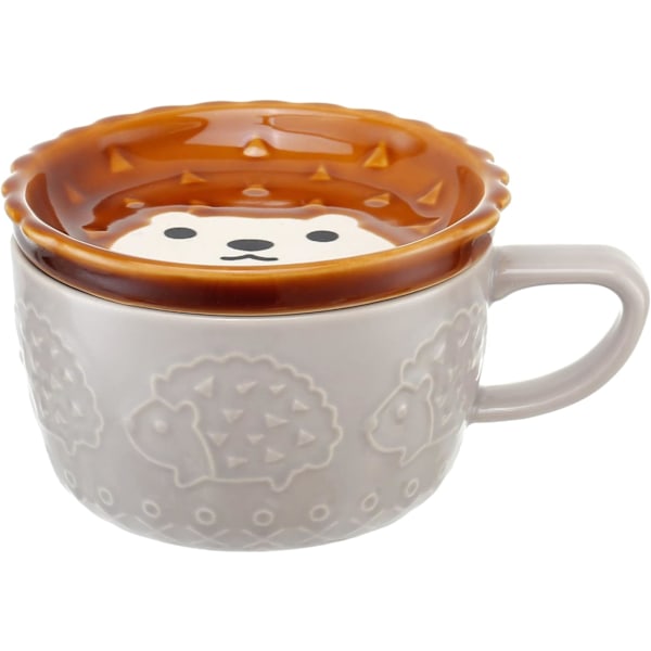Söt Igelkottsmugg med Lock, Djur Kaffe Te Kopp Underlägg Set, Presenter till Födelsedag Examen Alla Hjärtans Dag Mors Dag Jul