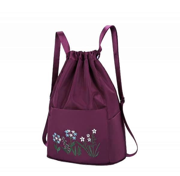 Drawstring Backpack, Women's Drawstring Bag, Waterproof Drawstring Backpack, Large Drawstring Backpack with Wet and Dry Storage - Purple