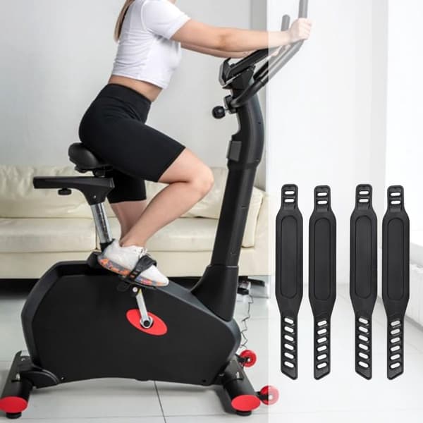 Adjustable Pedal Straps, 3 Pairs, Universal Rubber, for Exercise Bike and Bicycle, Black