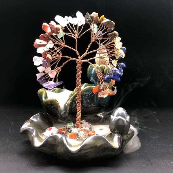 Crystal Tree Incense Burner Ornament Crystal Lucky Tree Money Tree Crystal Ornament Incense Burner