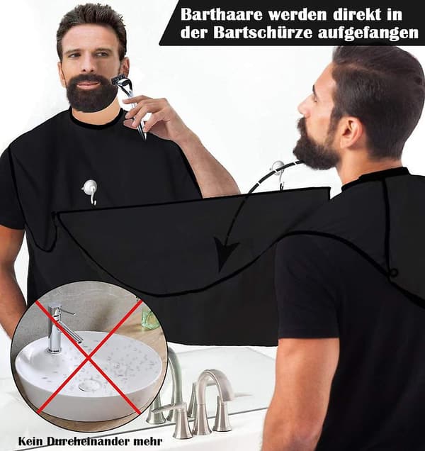 Skægforklæde til skægdesign  Opsamlingsklud til hår Skægklipning Barbering Gave til mænd（Hvid）