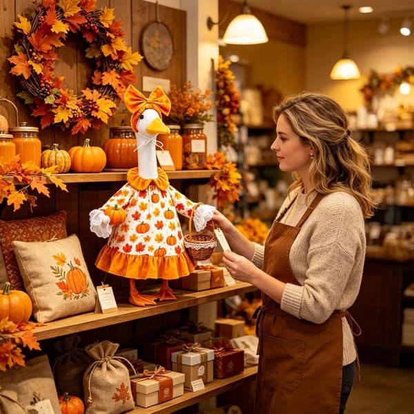 Efterår Veranda Gås outfit 23 tommer Statue Thanksgiving kostume græskar -