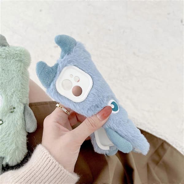 Wekity Furry Phone Case Compatible with iPhone 11, Cute Fluffy Plush Case Super Soft TPU Silicone Shockproof Protective Cover