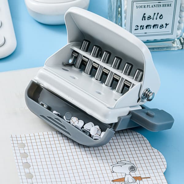 6-Hole Round Paper Punch - Compact Hole Punch for Ring Binders & Planners White White 200